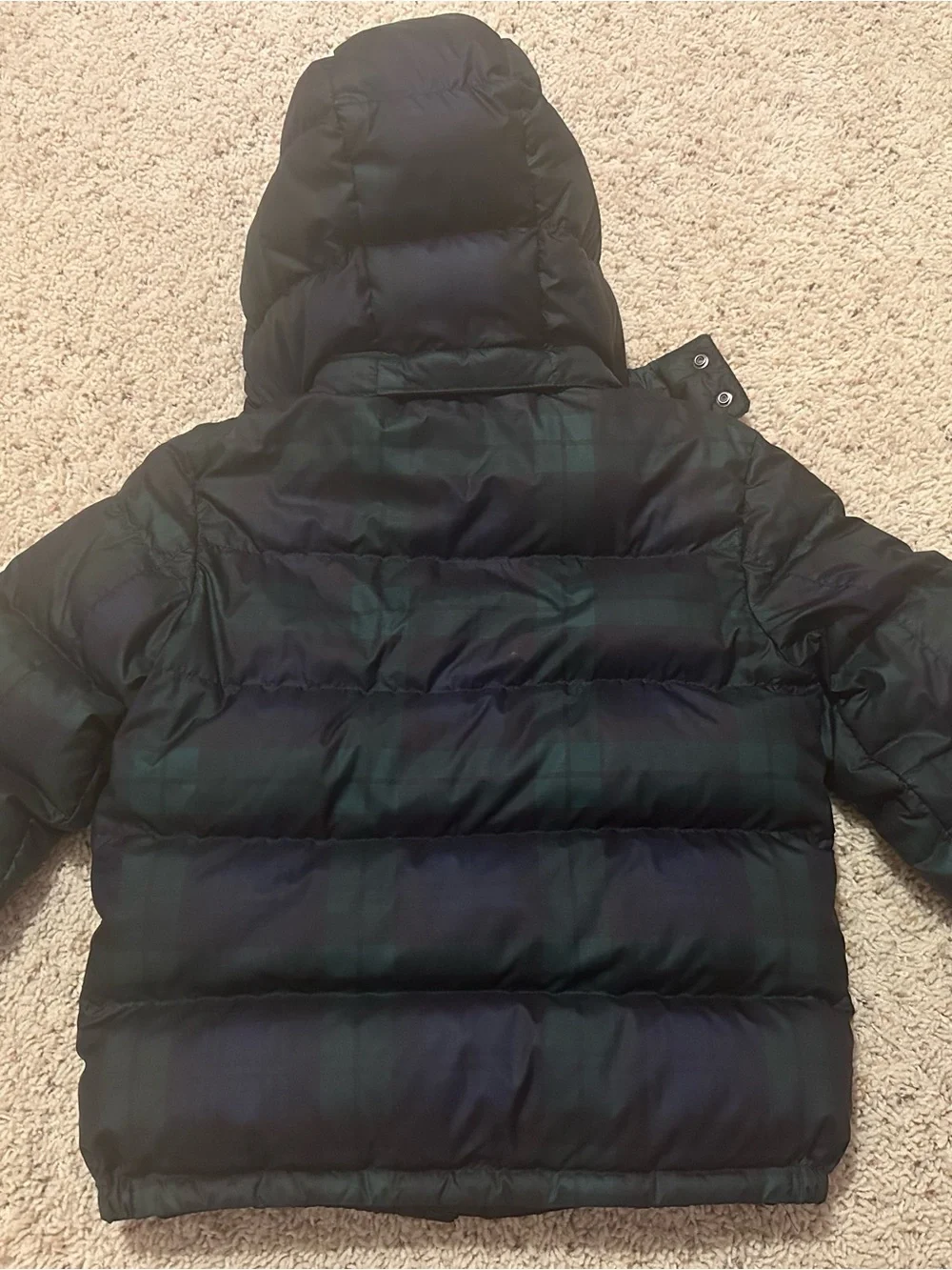Polo Ralph Lauren Boy Polo Bear Plaid Down Hooded Puffer Jacket